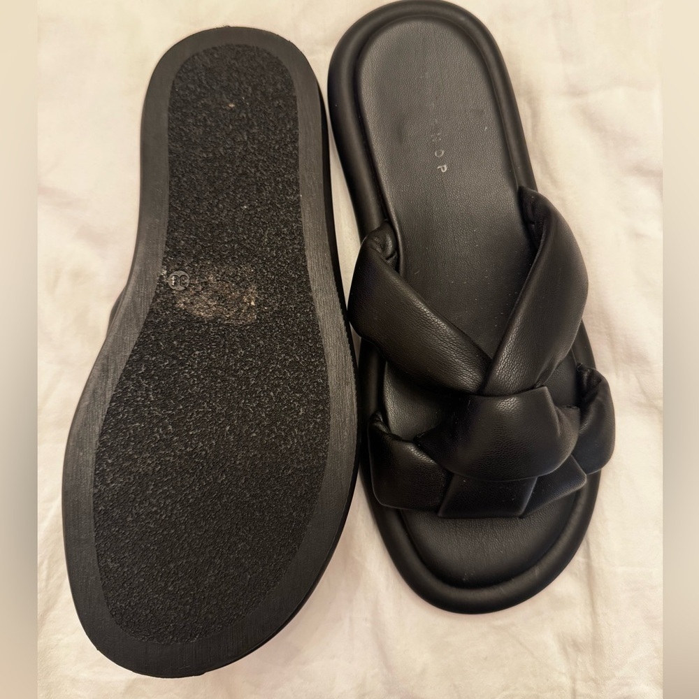 Topshop‎ Black Knotted Slide Sandals | Comfy Minimalist Flats 7.5 - Picture 7 of 8